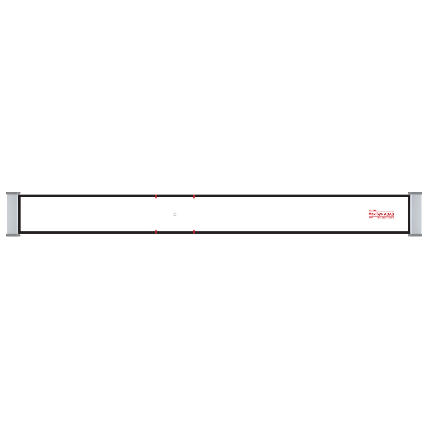 Rectangular metal bar with a red label on a white background