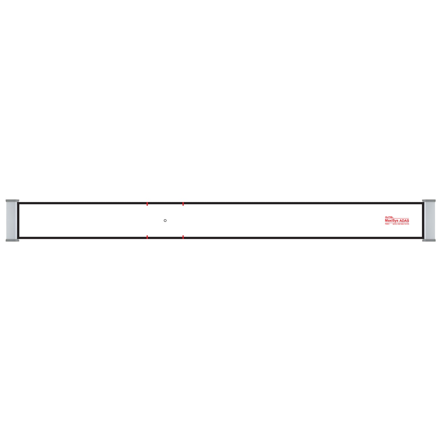 Rectangular white object with a red label on a white background. Wider length.