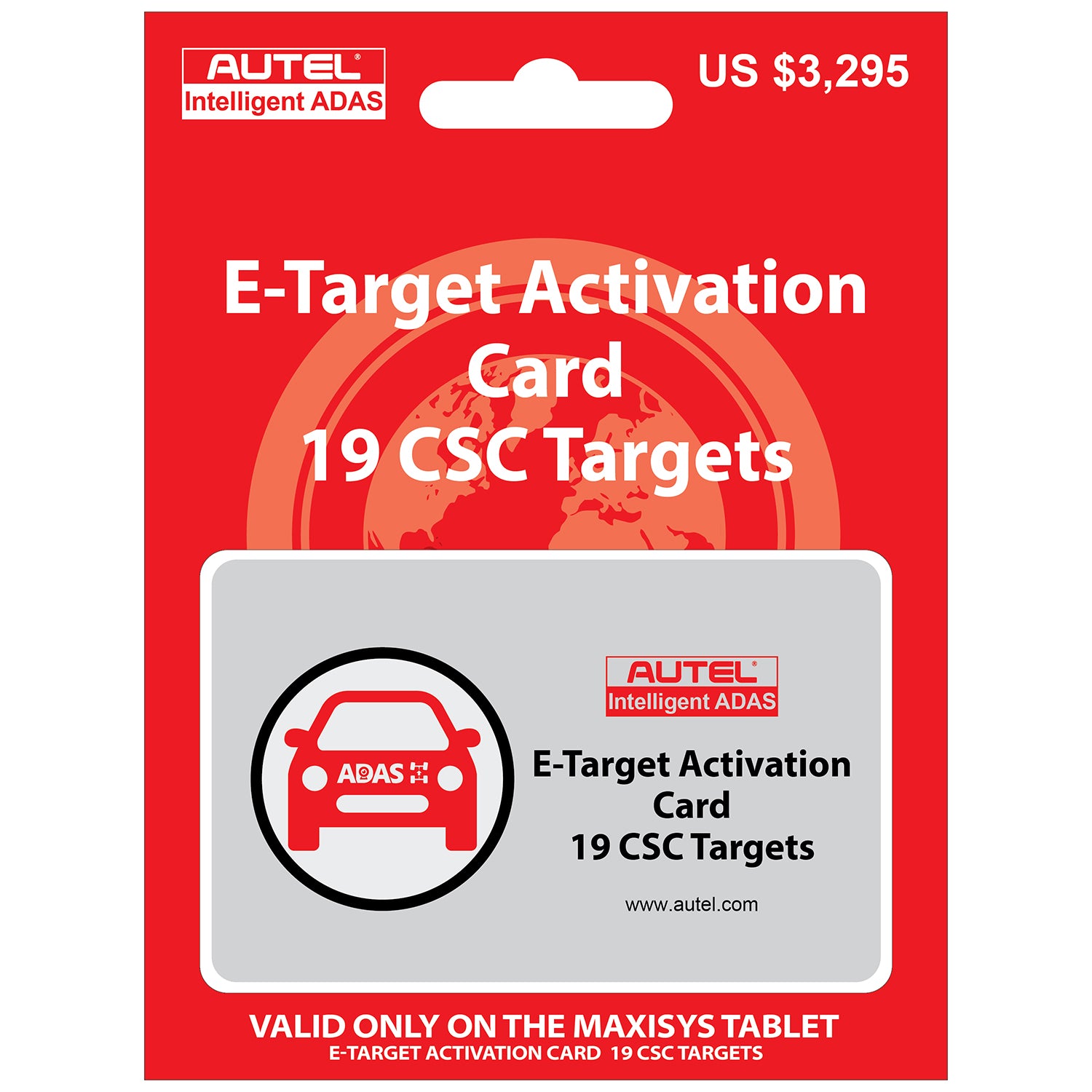 E-Target Activation card for Maxisys Tablet packaging with card.