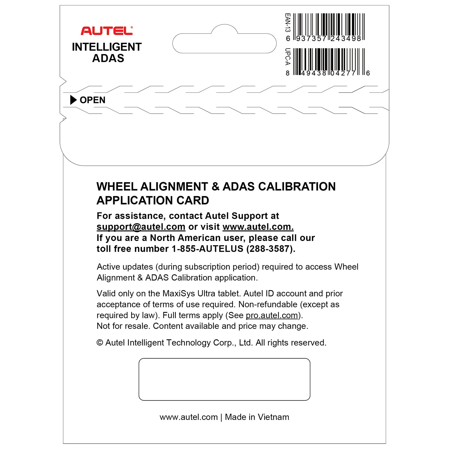 Back of upgrade card, showing how to activate it.