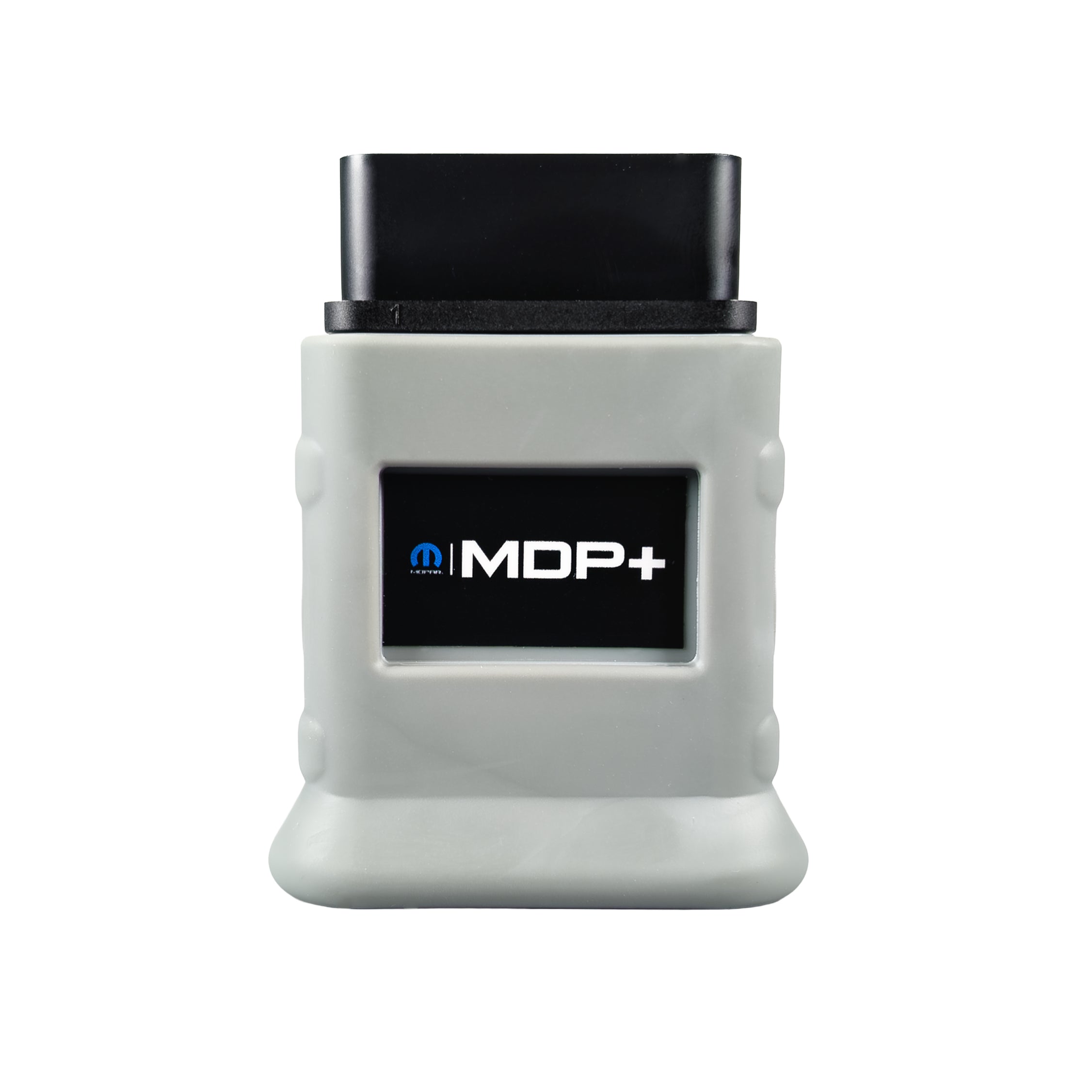 Mopar Diagnostic Pod Plus with grey sleeve (MDP+) facing forward.