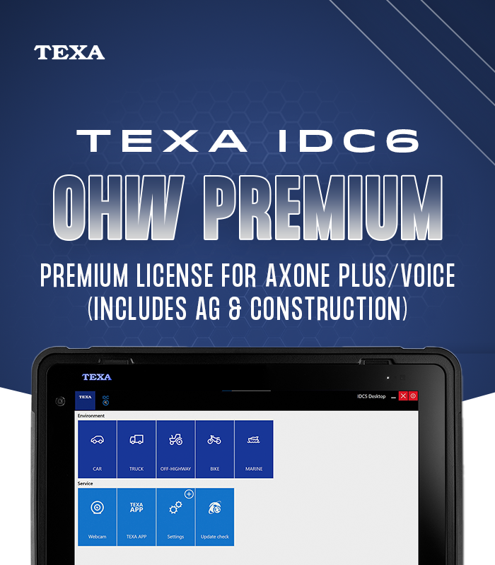 Texa IDC6 OHW software interface for construction vehicles