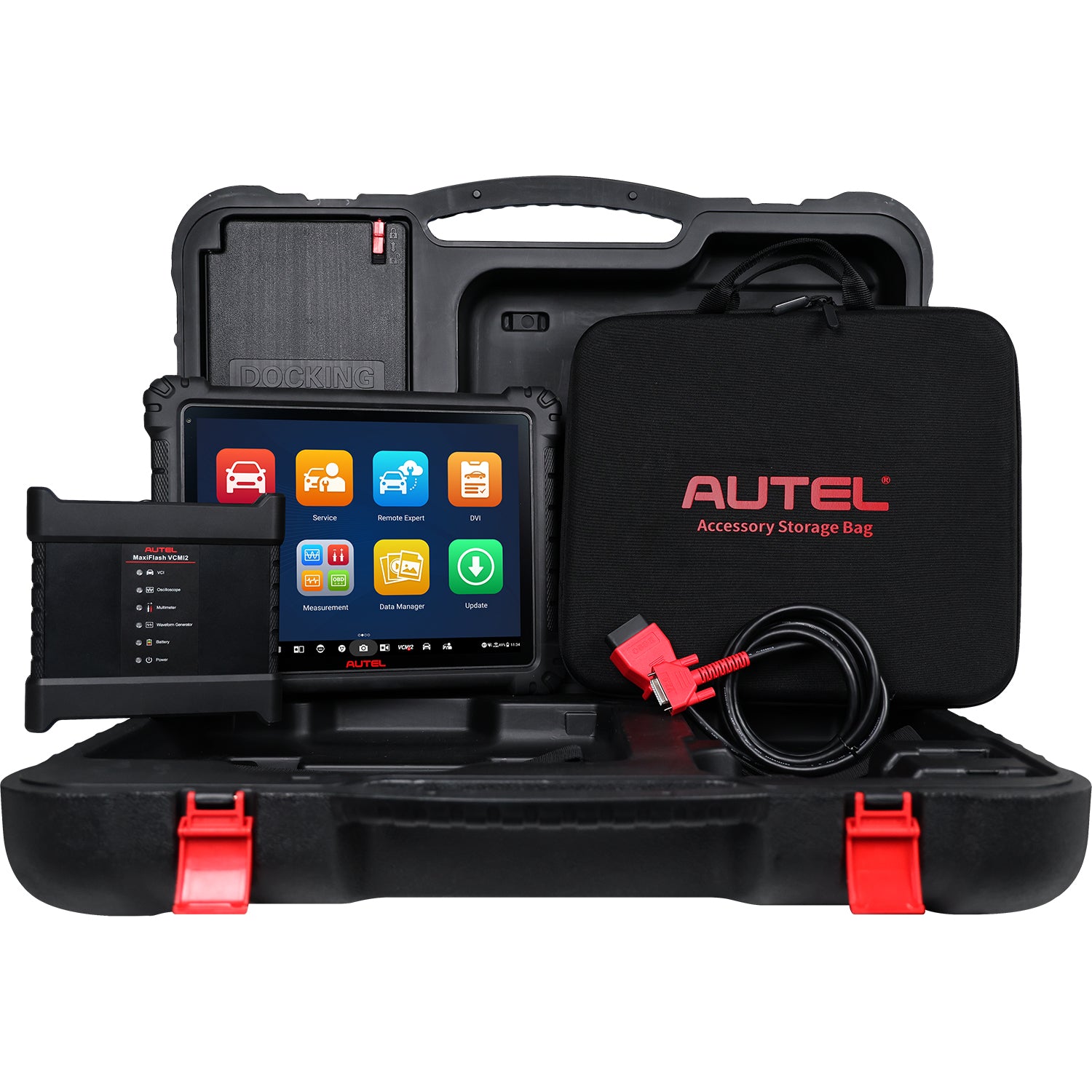 Autel Ultra S2 tablet, with VCMI2, oscilloscope leads bag, case and OBD II connector.